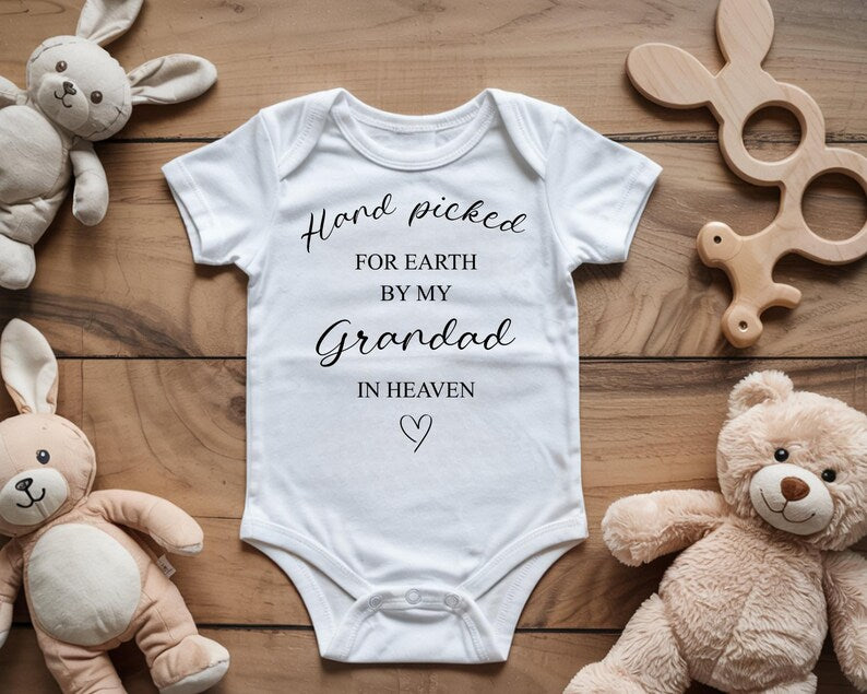 Baby Vest – Hand Picked for Earth by Grandad in Heaven, Pregnancy Announcement
