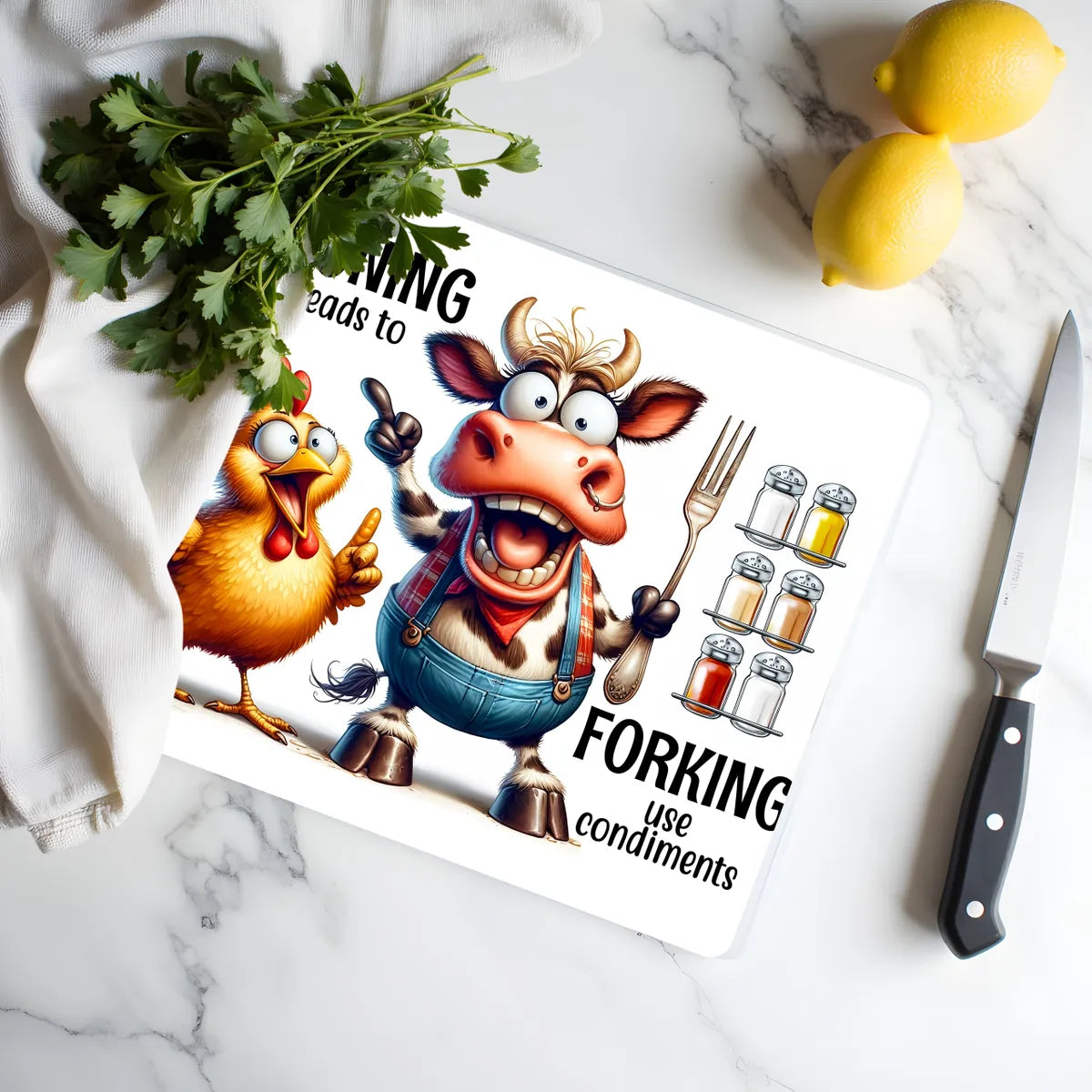 Spooning And Forking Glass Cutting Board