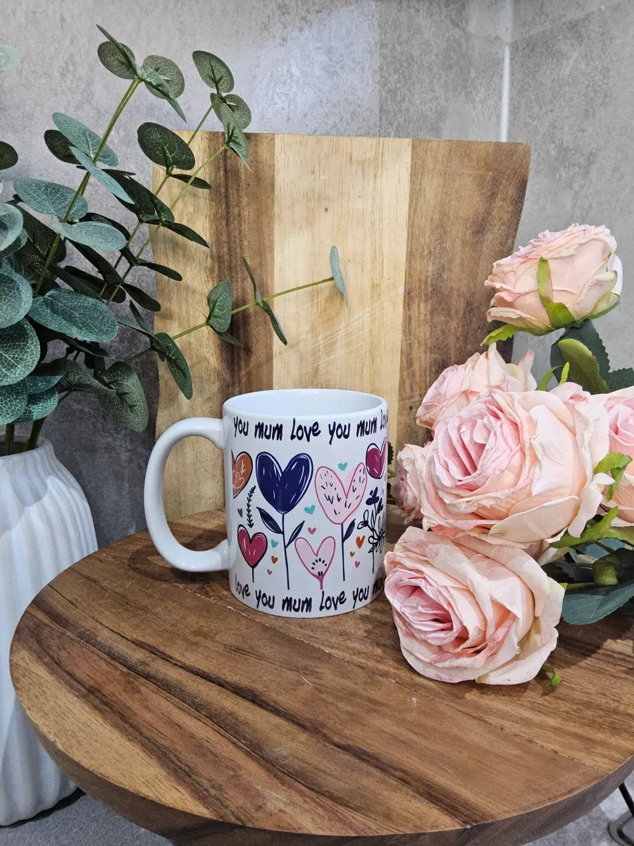 Love You Mum Mug: Floral Ceramic Coffee Mug