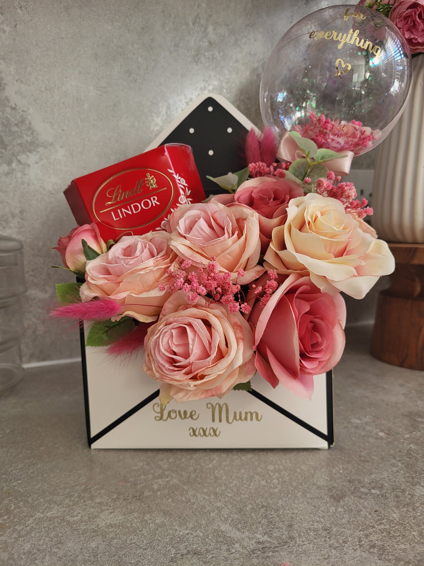 Personalised Mini Bobo, Flowers, Chocolate Gift.