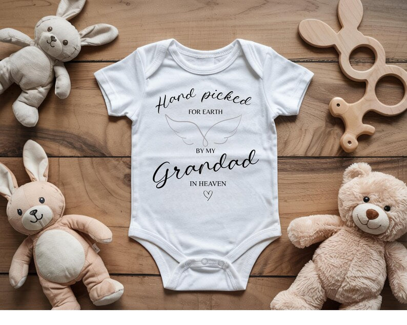 Baby Vest – Hand Picked for Earth by Grandad in Heaven, Pregnancy Announcement