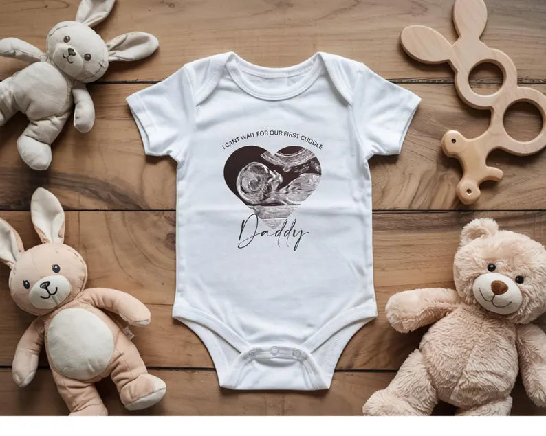 Personalised Baby Scan Announcement Vest, Cant Wait Cuddle Baby Vest