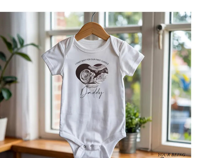 Personalised Baby Scan Announcement Vest, Cant Wait Cuddle Baby Vest