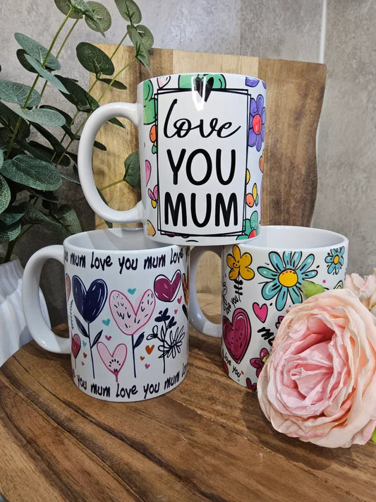 Love You Mum Mug: Floral Ceramic Coffee Mug