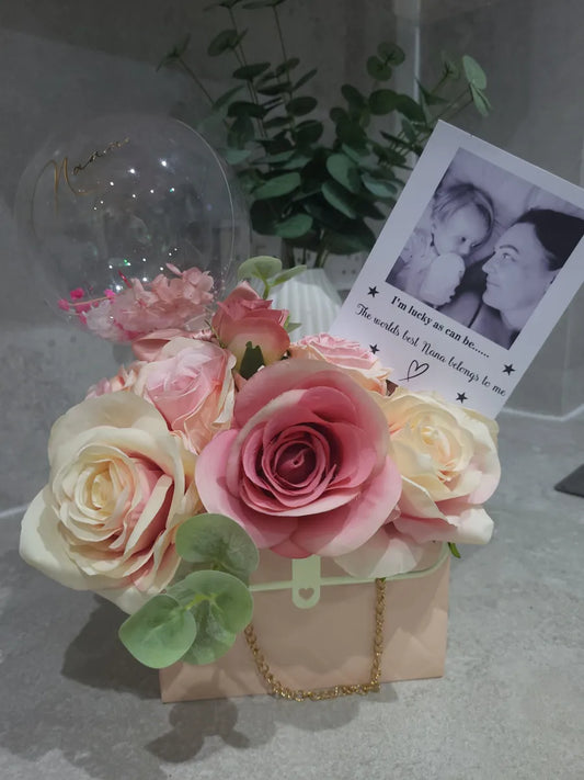 Personalised rose bouquet handbag