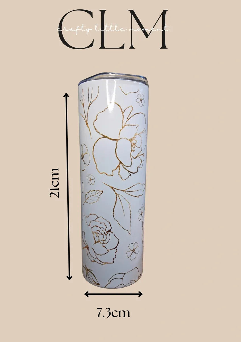 Floral Mum Tumbler: Red and Purple 20oz Skinny Tumbler